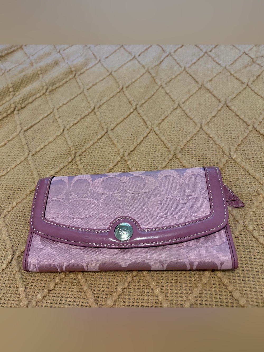 Coach Lilac Signature Accordion Wallet